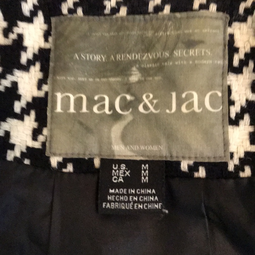 Mac & Jac Houndstooth Wool Blend Short Jacket Sz M - Picture 4 of 5